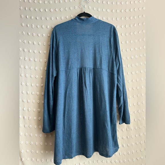 J. Jill Love Linen 100% Linen Long Sleeve Cardigan Sz XL‎ Blue - Picture 2 of 5